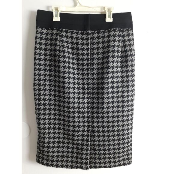 $275 DKNY Houndstooth Black Grey Womens Size 4 Tweed Wool Pencil Skirt NWT - Picture 3 of 15